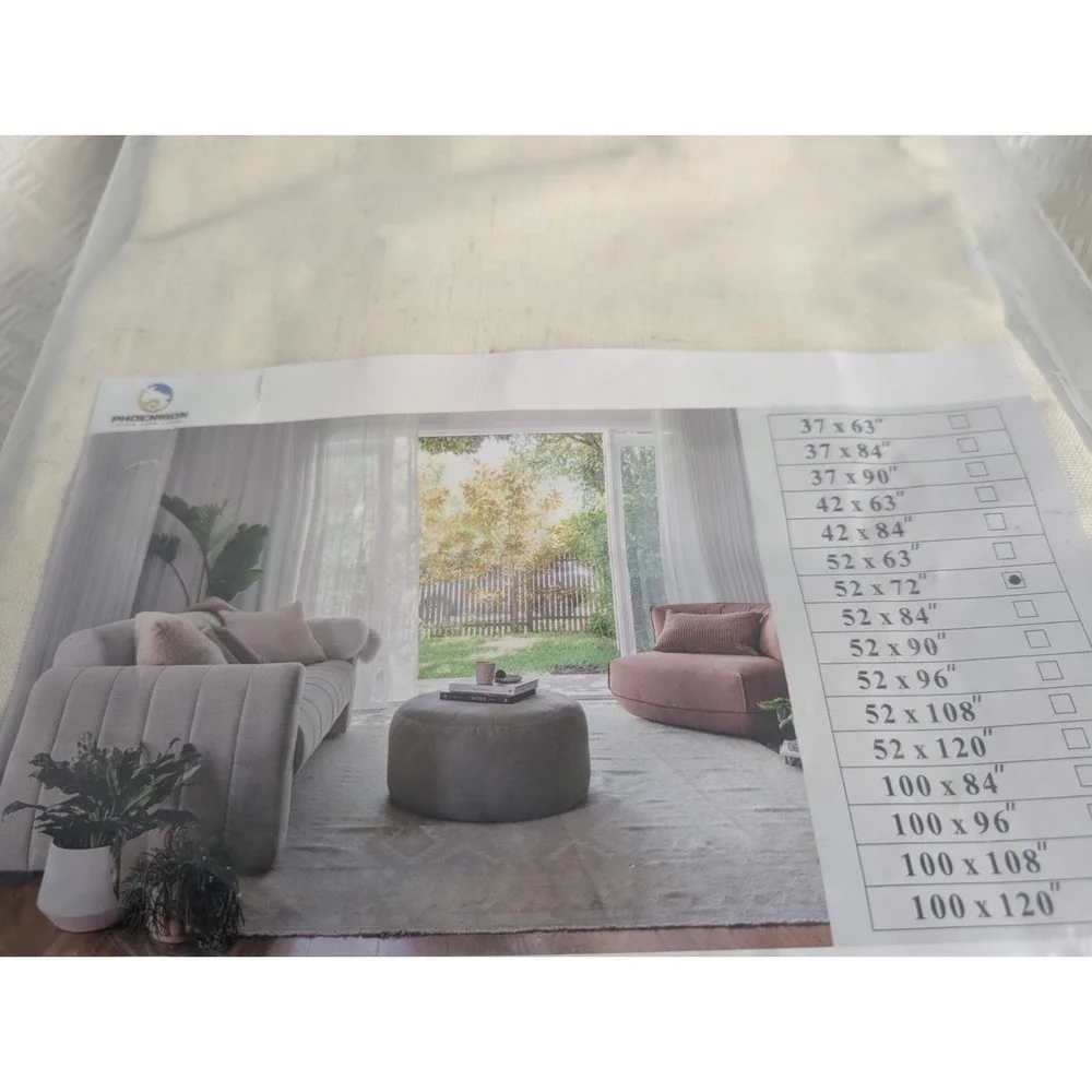 Phoenigon Faux Linen Blackout Curtains 52x72 Beige Off-White 2 Panel Set NIP
